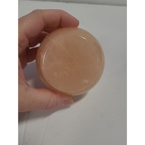 Vintage Pink Alabaster Ring Trinket Dish Box with Lid & Star Flowers - Picture 10 of 13